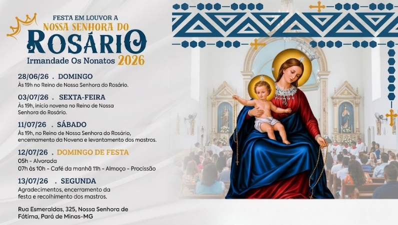 Festa de Nossa Senhora do Rosário mantém tradição centenária e celebra 124 anos de fé em Pará de Minas